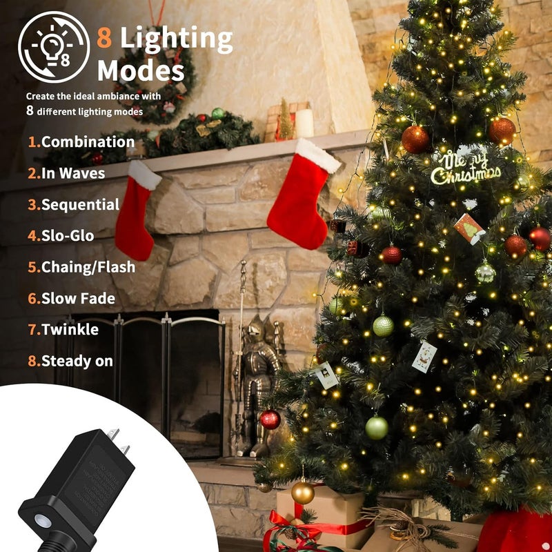BOLWEO Christmas Tree Lights, 280LED Christmas Lights for Tree 8 Modesfor 6ft-7ft Christmas Tree, UL Certified Indoor Outdoor Christmas Decorations 8 * 6.6ft Drops Warm White - Image 3